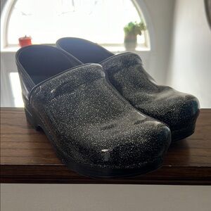 Black Glitter Clogs